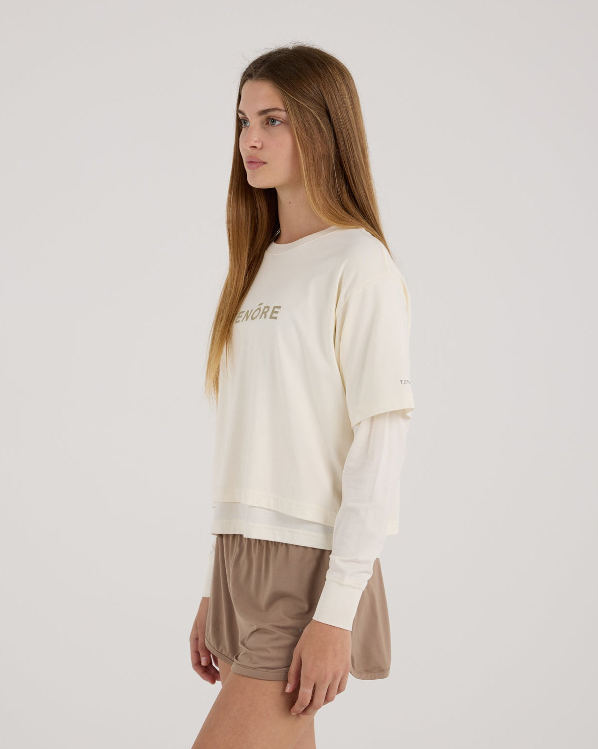 Cropped Double Layer Tee-TENORE