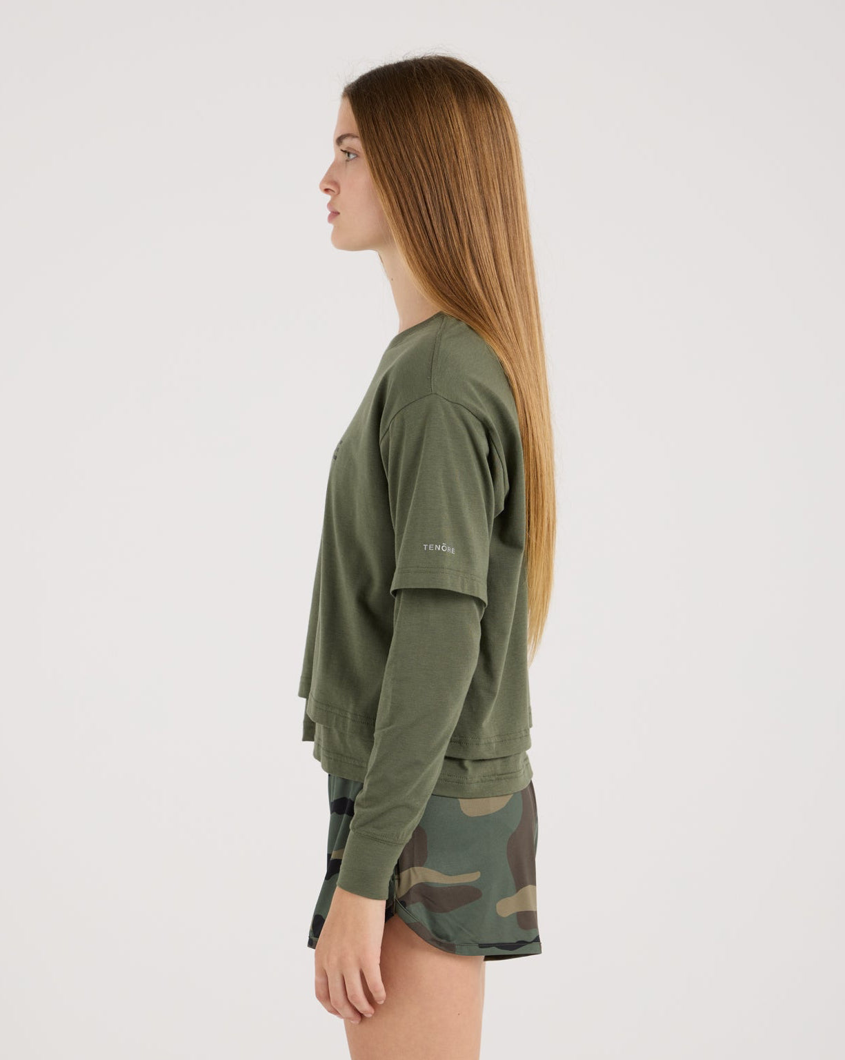 Cropped Double Layer Tee-TENORE