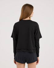 Cropped Double Layer Tee-TENORE
