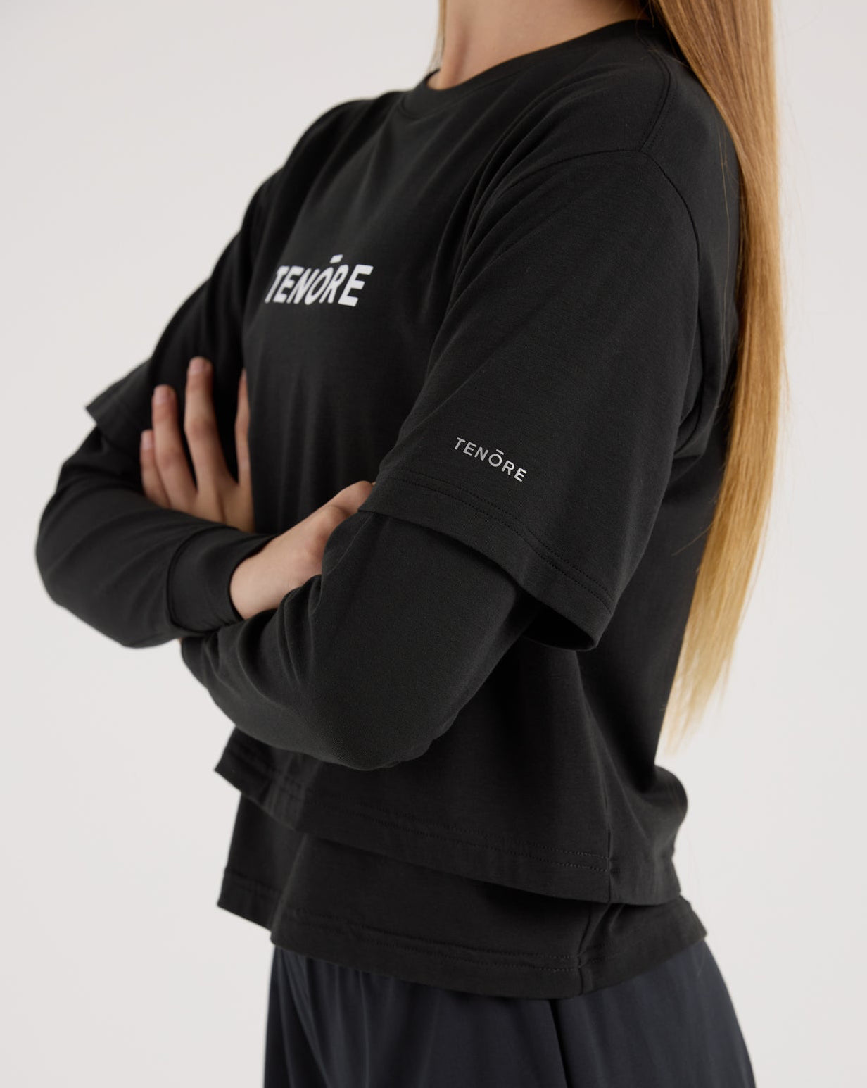 Cropped Double Layer Tee-TENORE