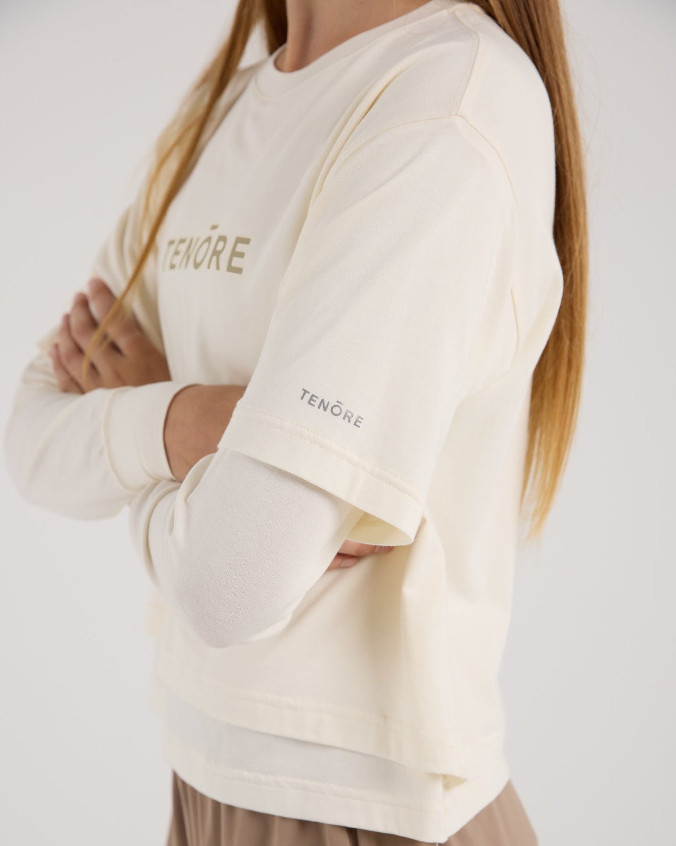 Cropped Double Layer Tee-TENORE