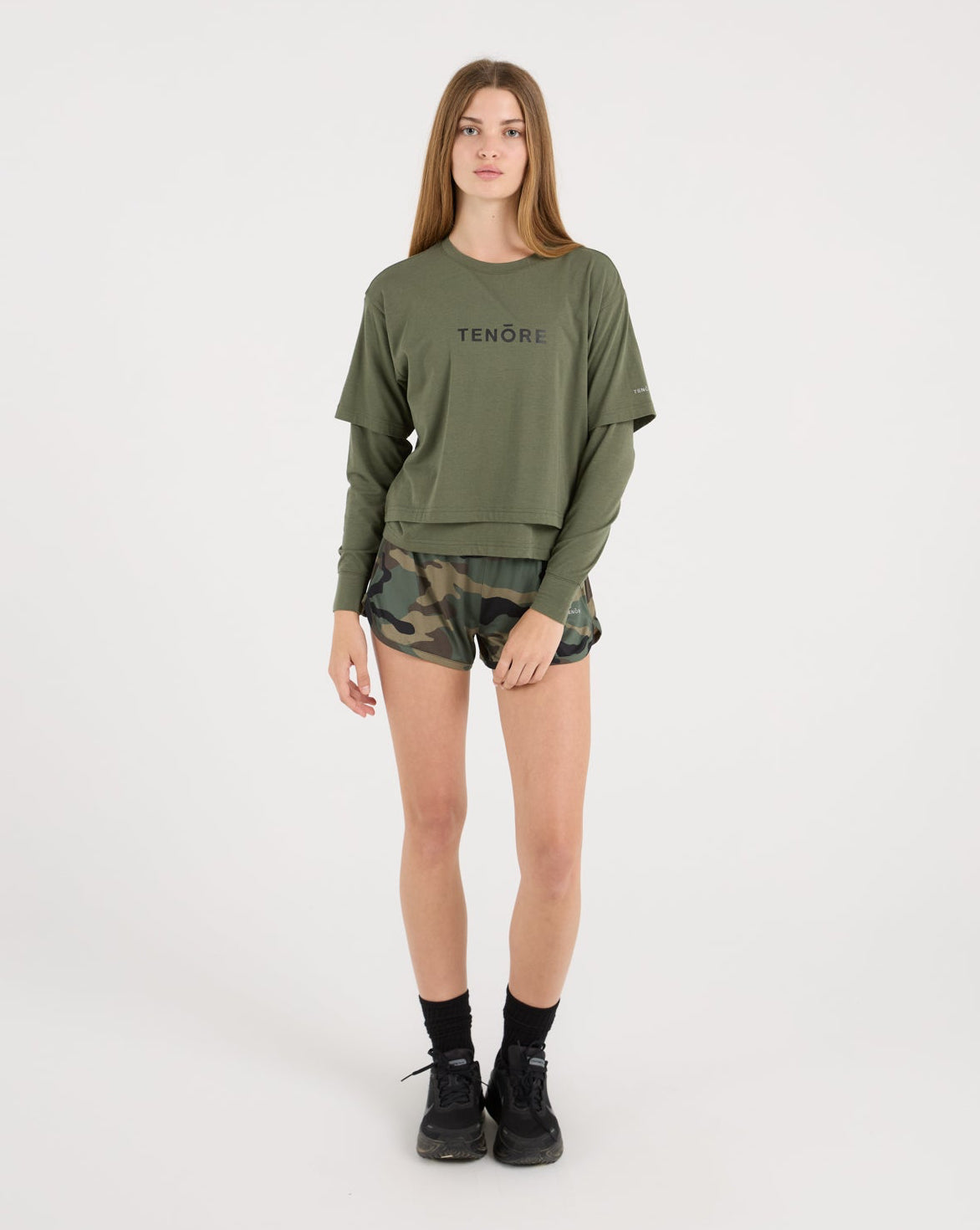 Cropped Double Layer Tee-TENORE