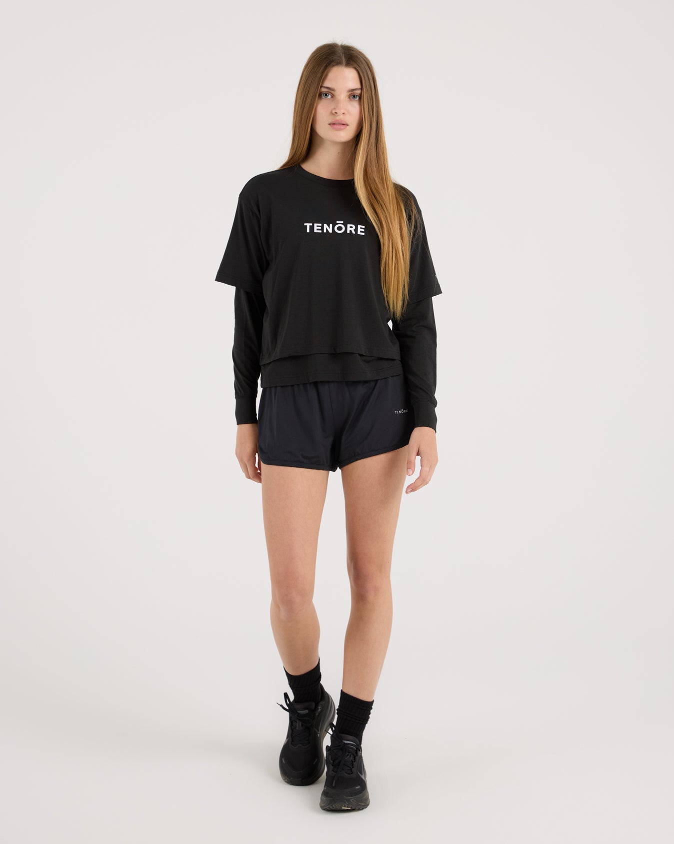 Cropped Double Layer Tee-TENORE