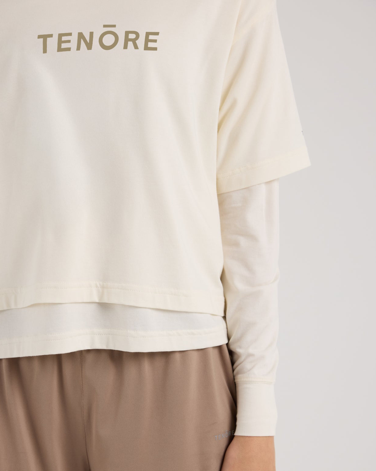 Cropped Double Layer Tee-TENORE