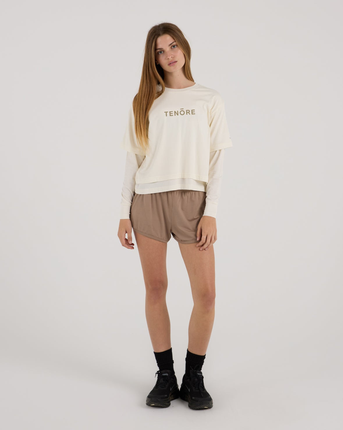 Cropped Double Layer Tee-TENORE