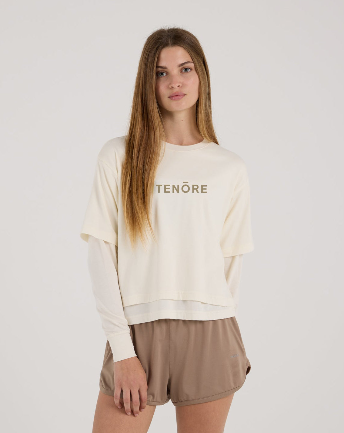 Cropped Double Layer Tee-TENORE