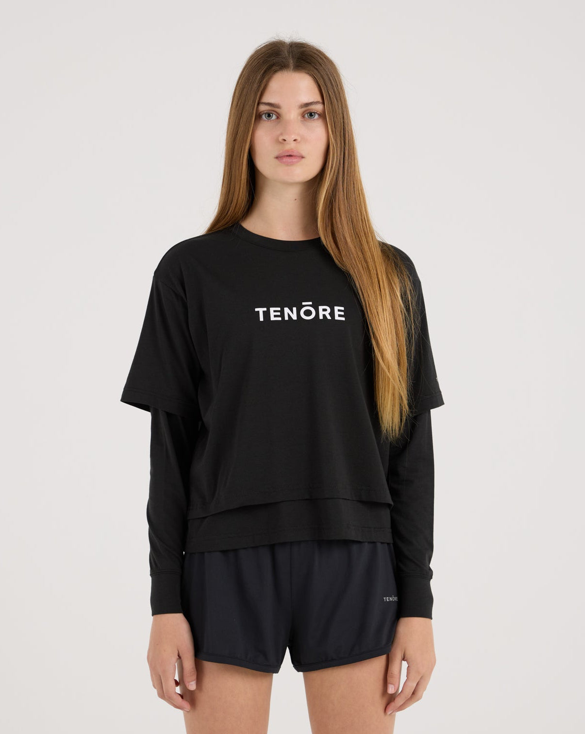 Cropped Double Layer Tee-TENORE