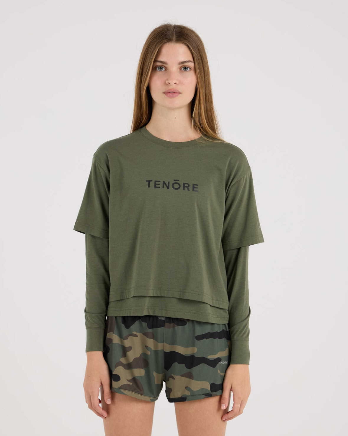 Cropped Double Layer Tee-TENORE