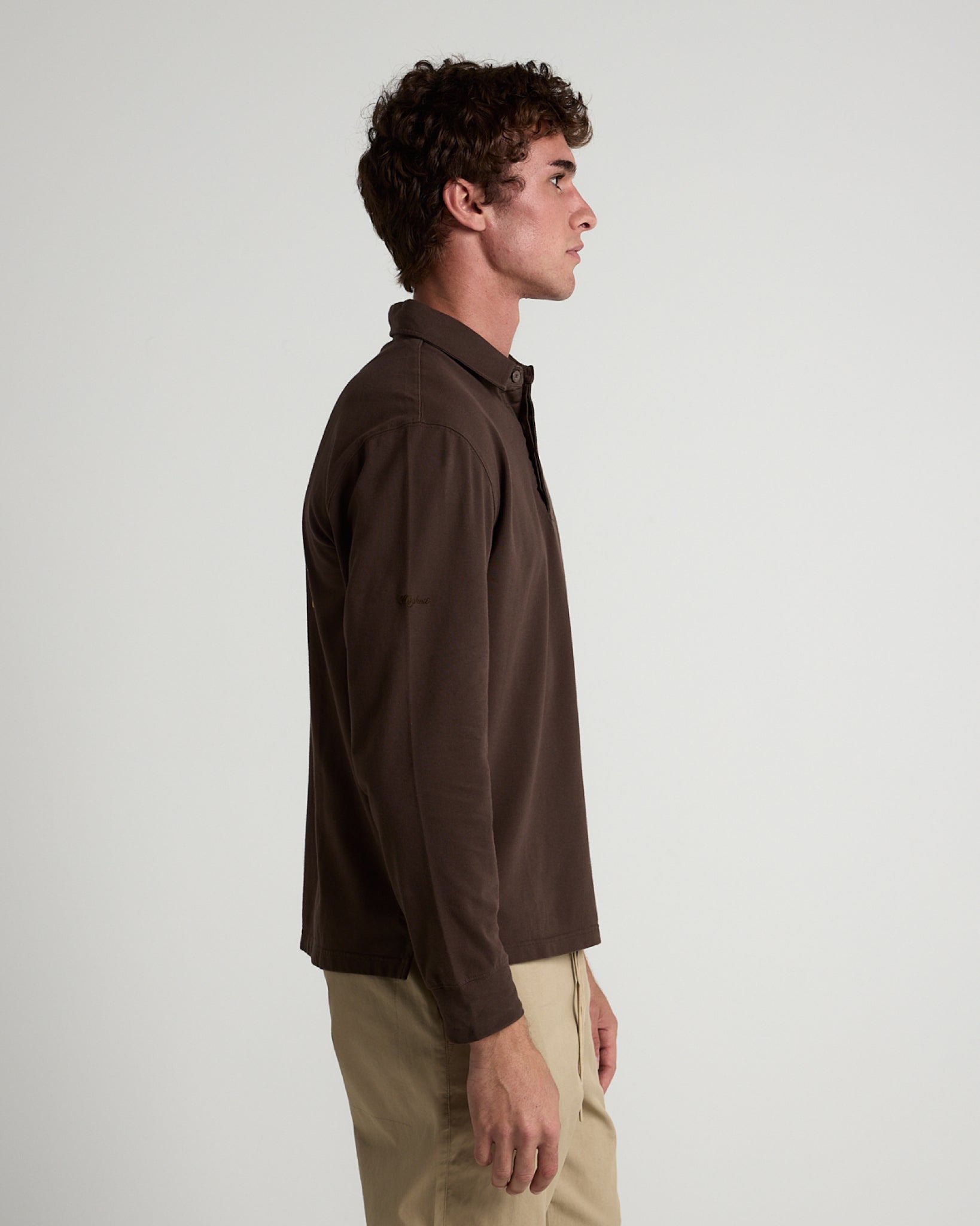 Long Sleeve 3 Button Rugby Polo-TENORE