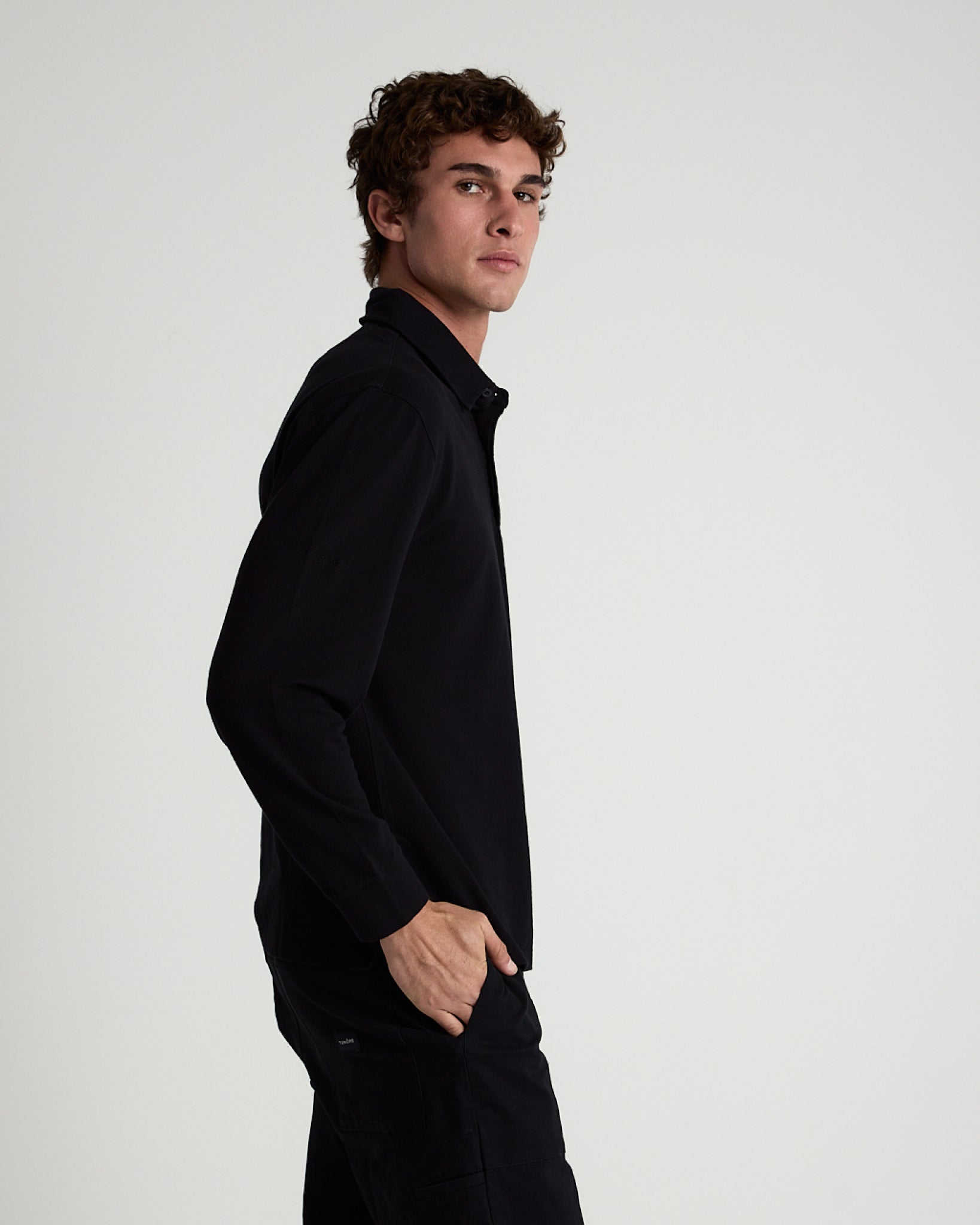 Long Sleeve 3 Button Rugby Polo-TENORE
