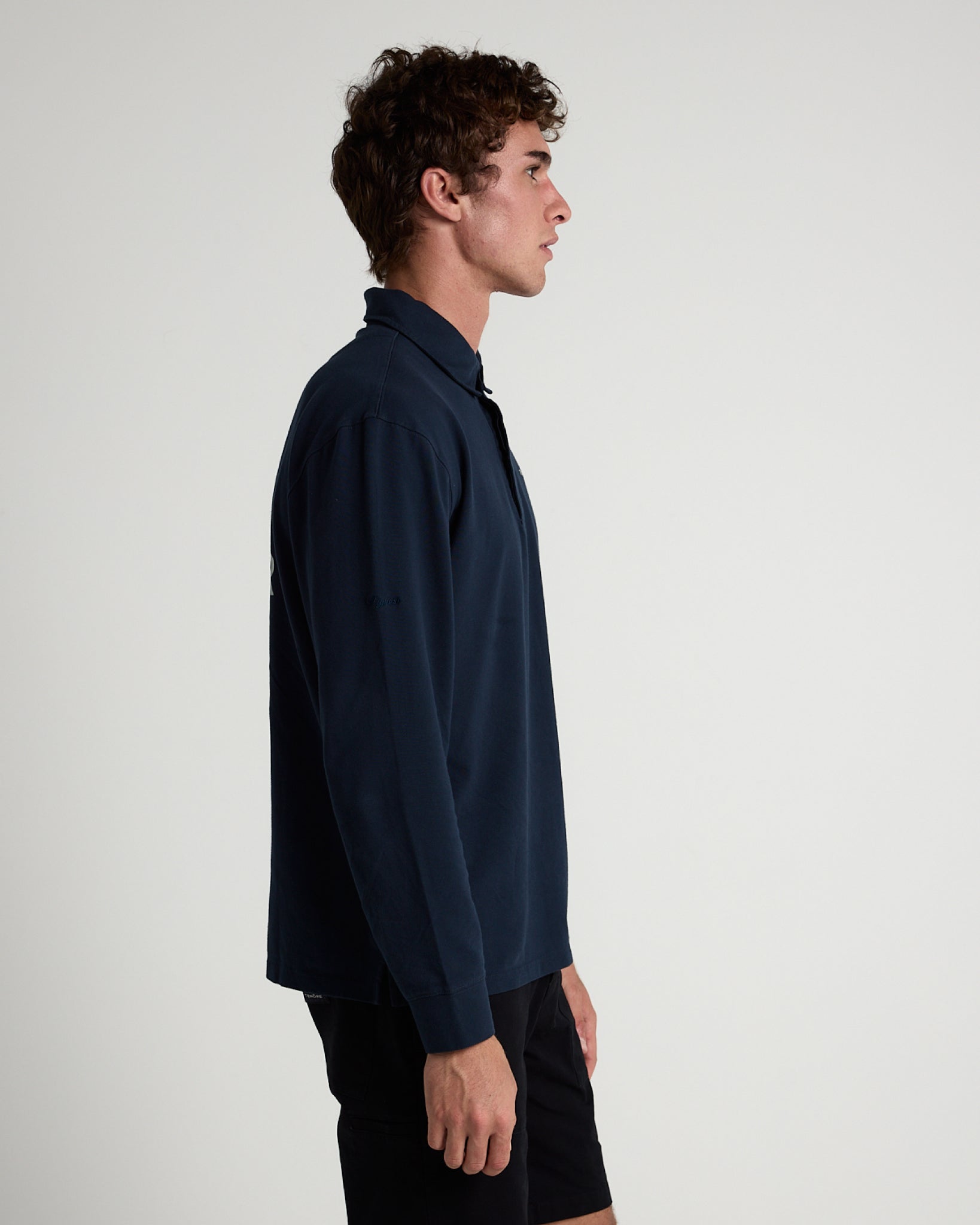 Long Sleeve 3 Button Rugby Polo-TENORE