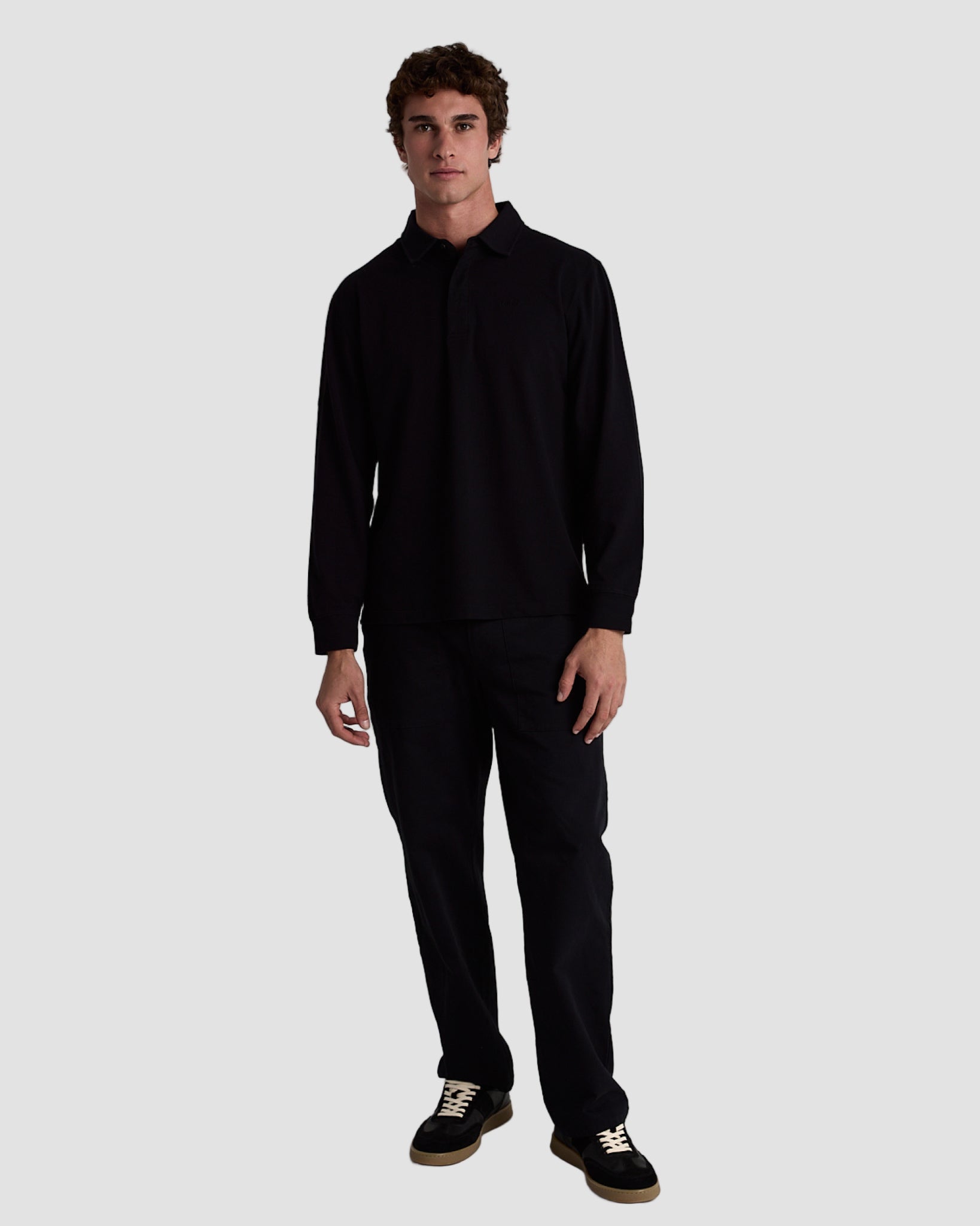 Long Sleeve 3 Button Rugby Polo-TENORE