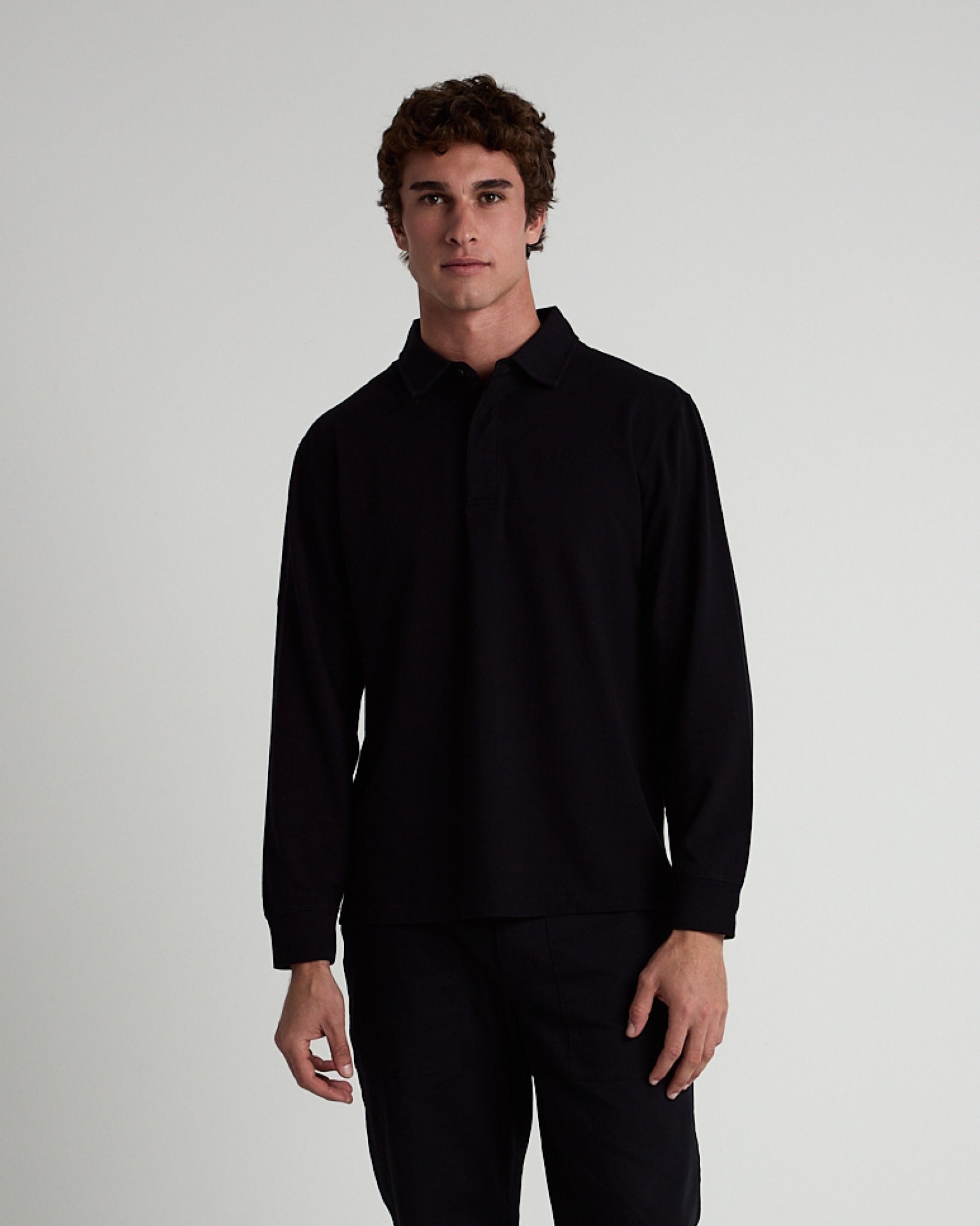 Long Sleeve 3 Button Rugby Polo-TENORE