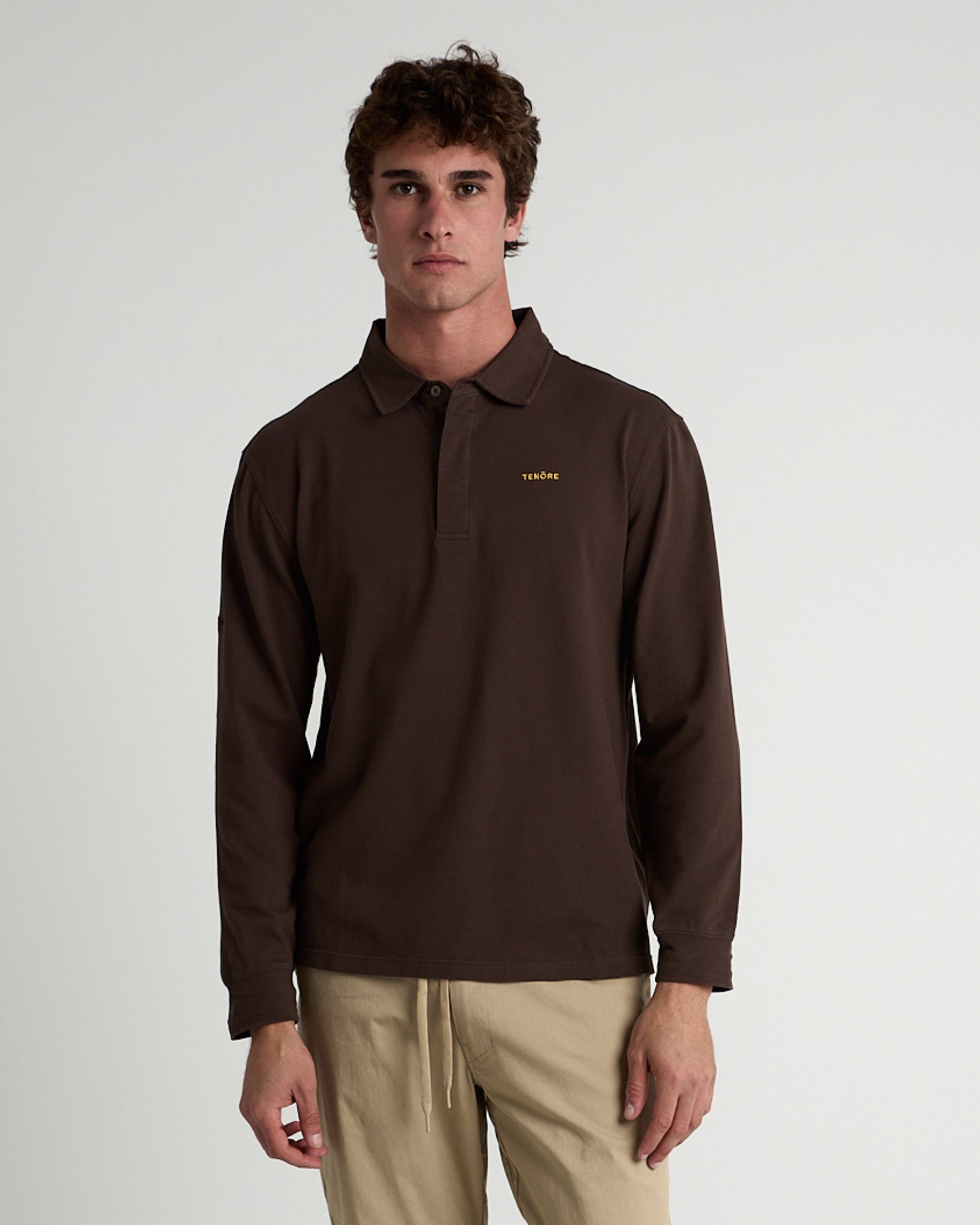 Long Sleeve 3 Button Rugby Polo-TENORE