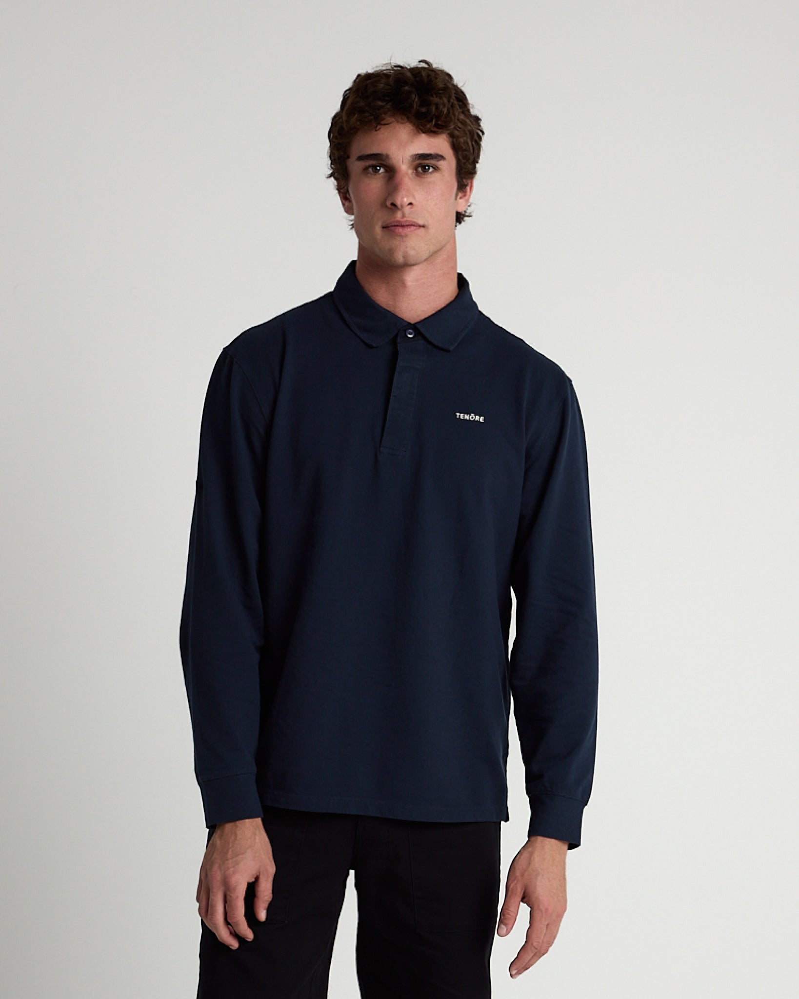 Long Sleeve 3 Button Rugby Polo-TENORE