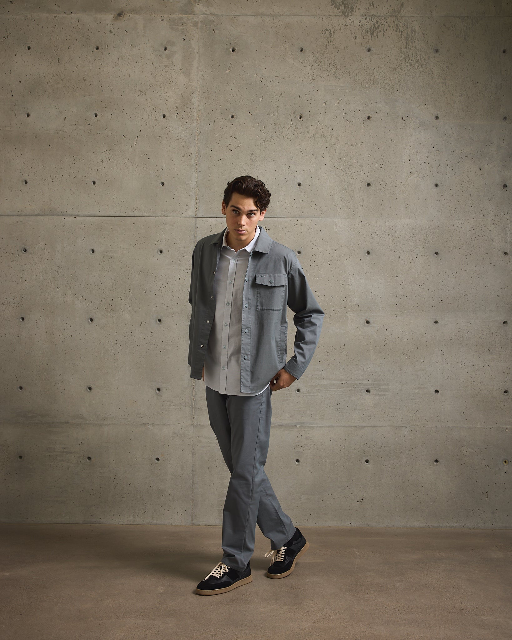 Twill Shirt Jacket-TENORE