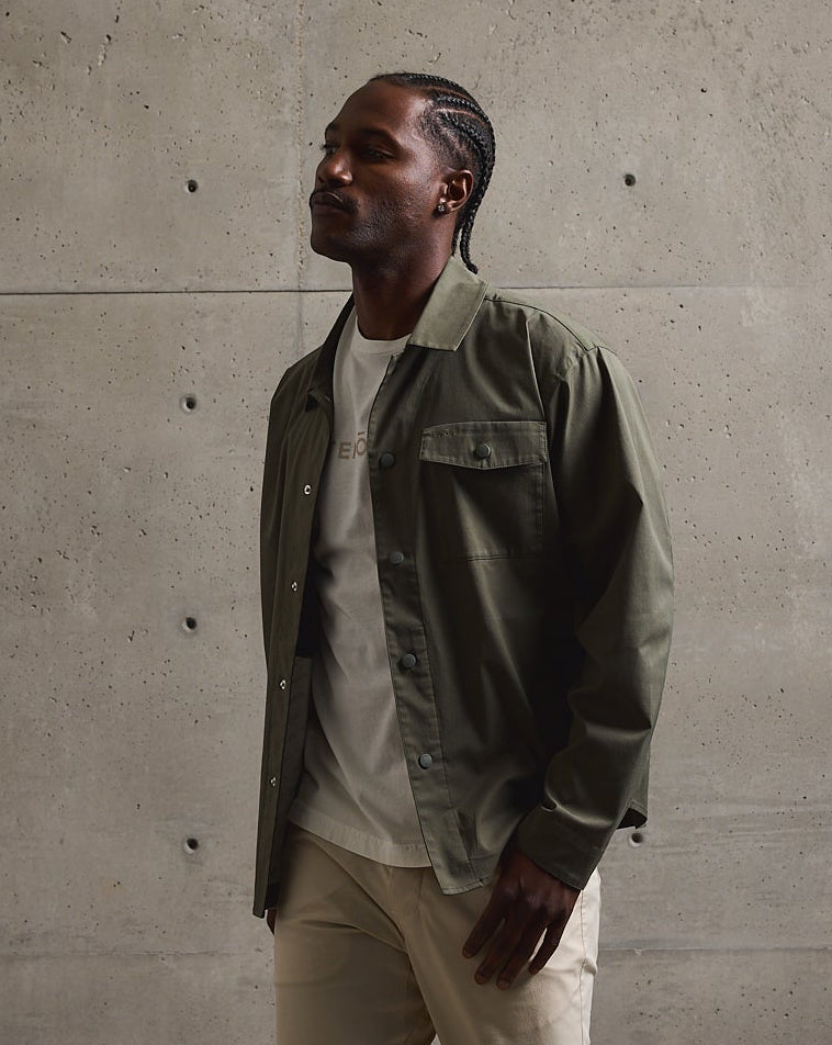 Twill Shirt Jacket-TENORE