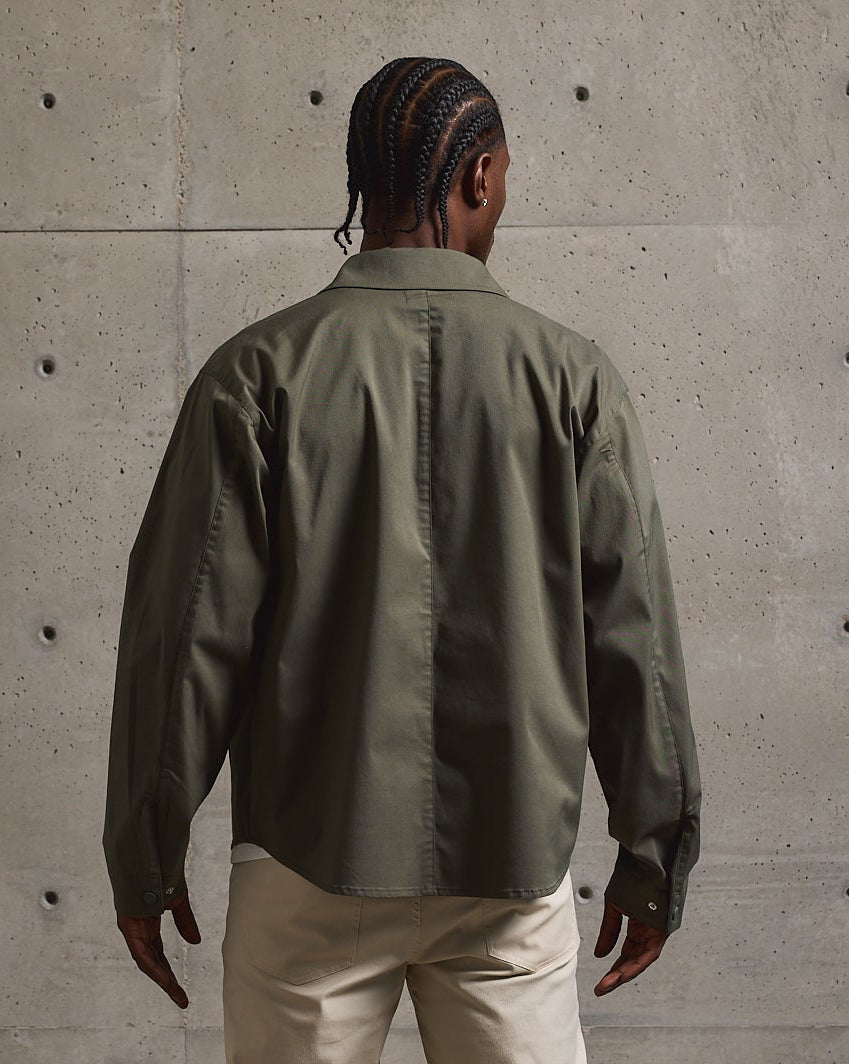 Twill Shirt Jacket-TENORE