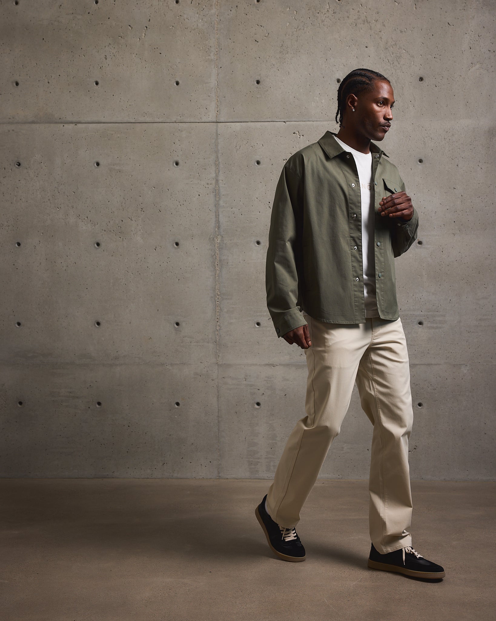 Twill Shirt Jacket-TENORE