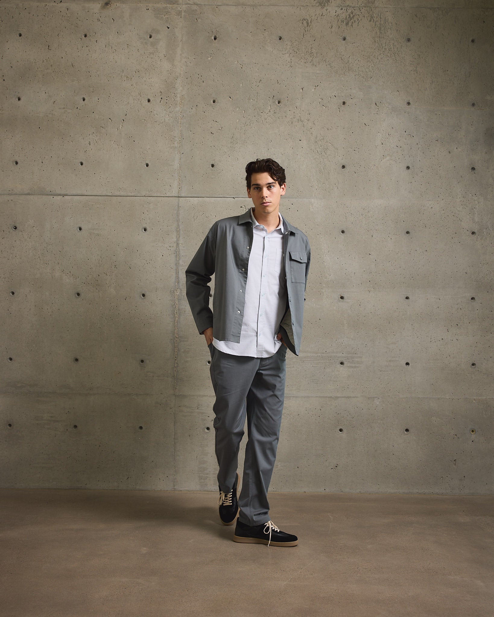 Twill Shirt Jacket-TENORE