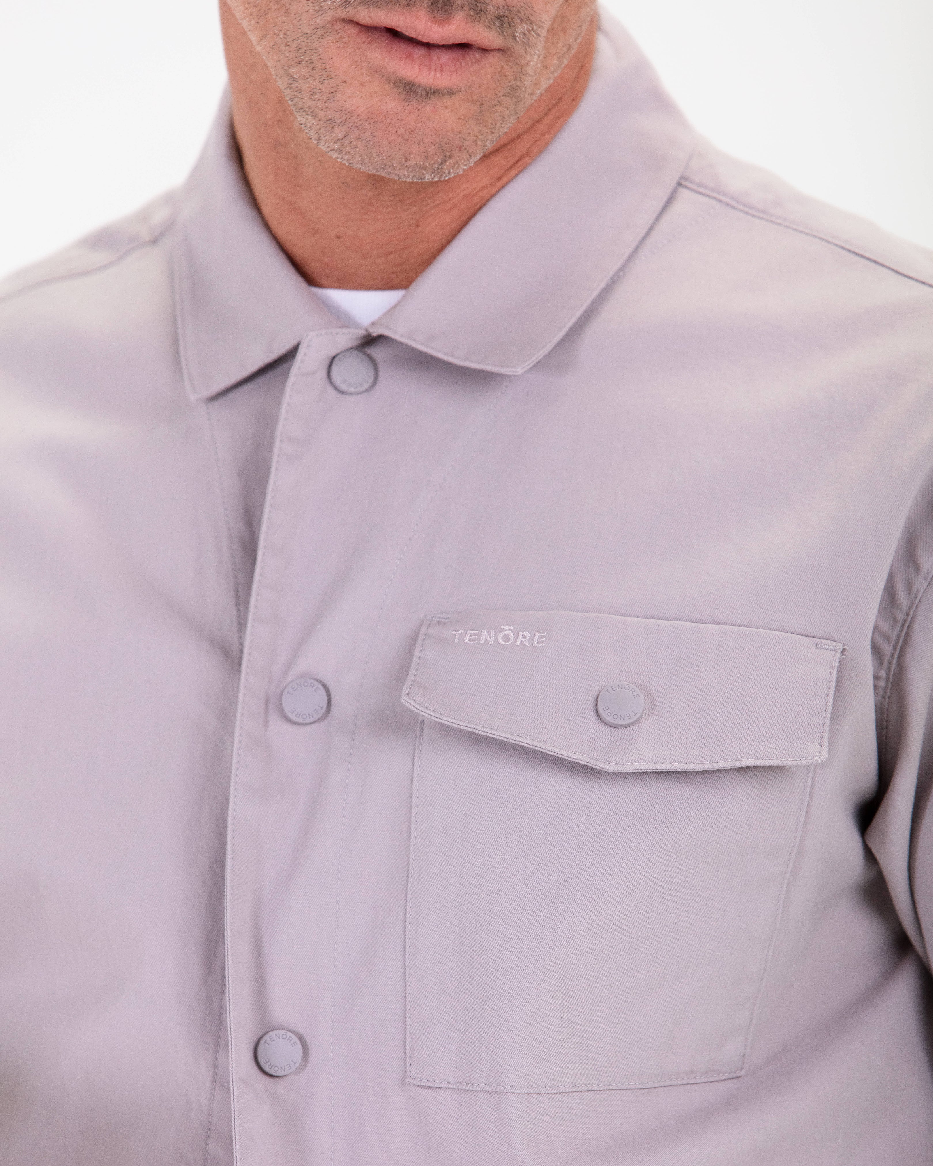 Twill Shirt Jacket-TENORE