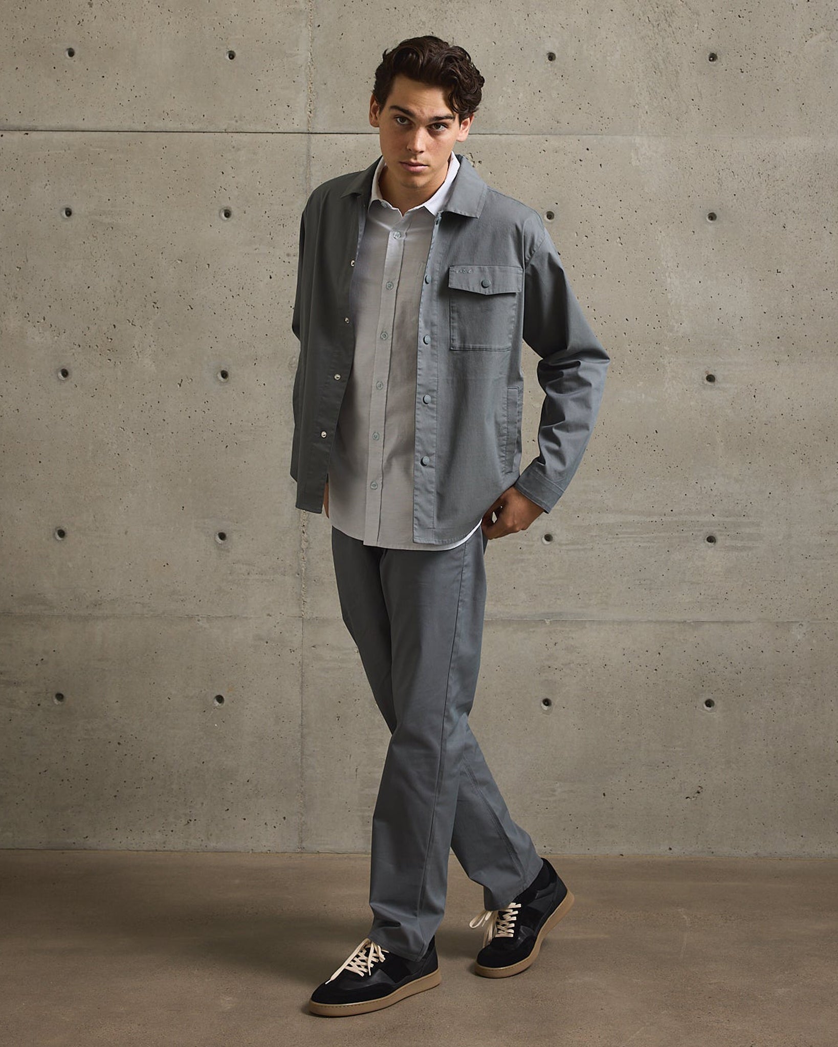 Twill Shirt Jacket-TENORE