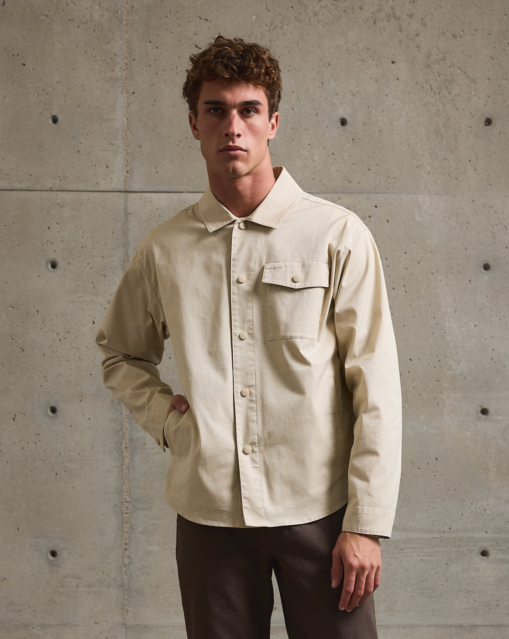 Twill Shirt Jacket-TENORE