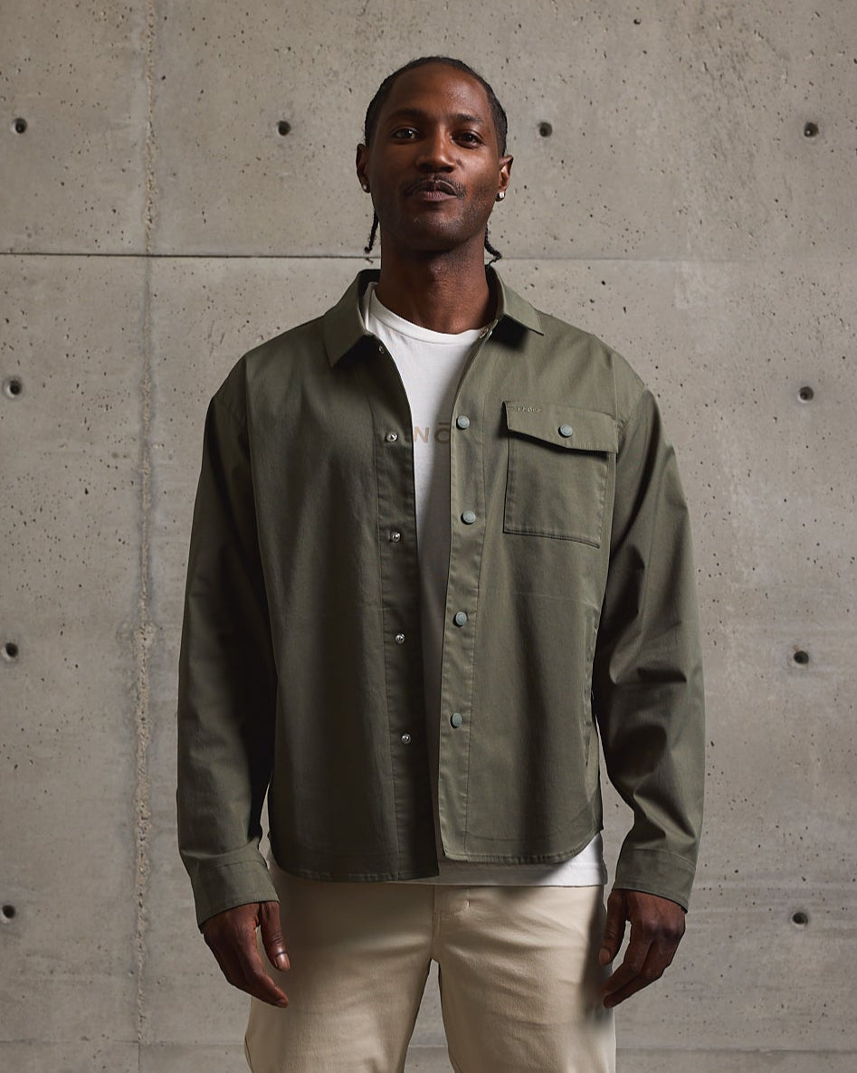 Twill Shirt Jacket-TENORE