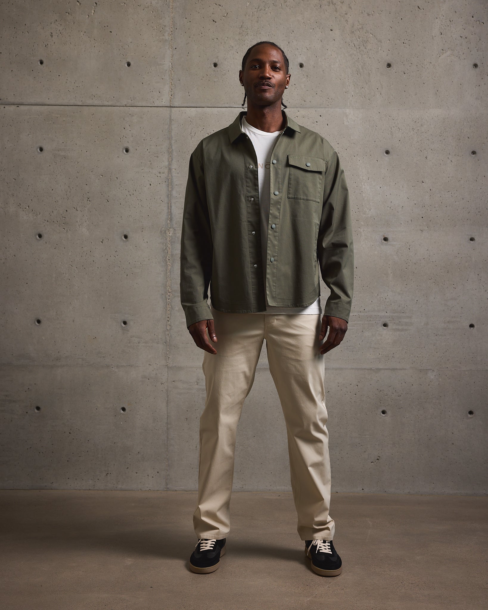 Twill Shirt Jacket-TENORE