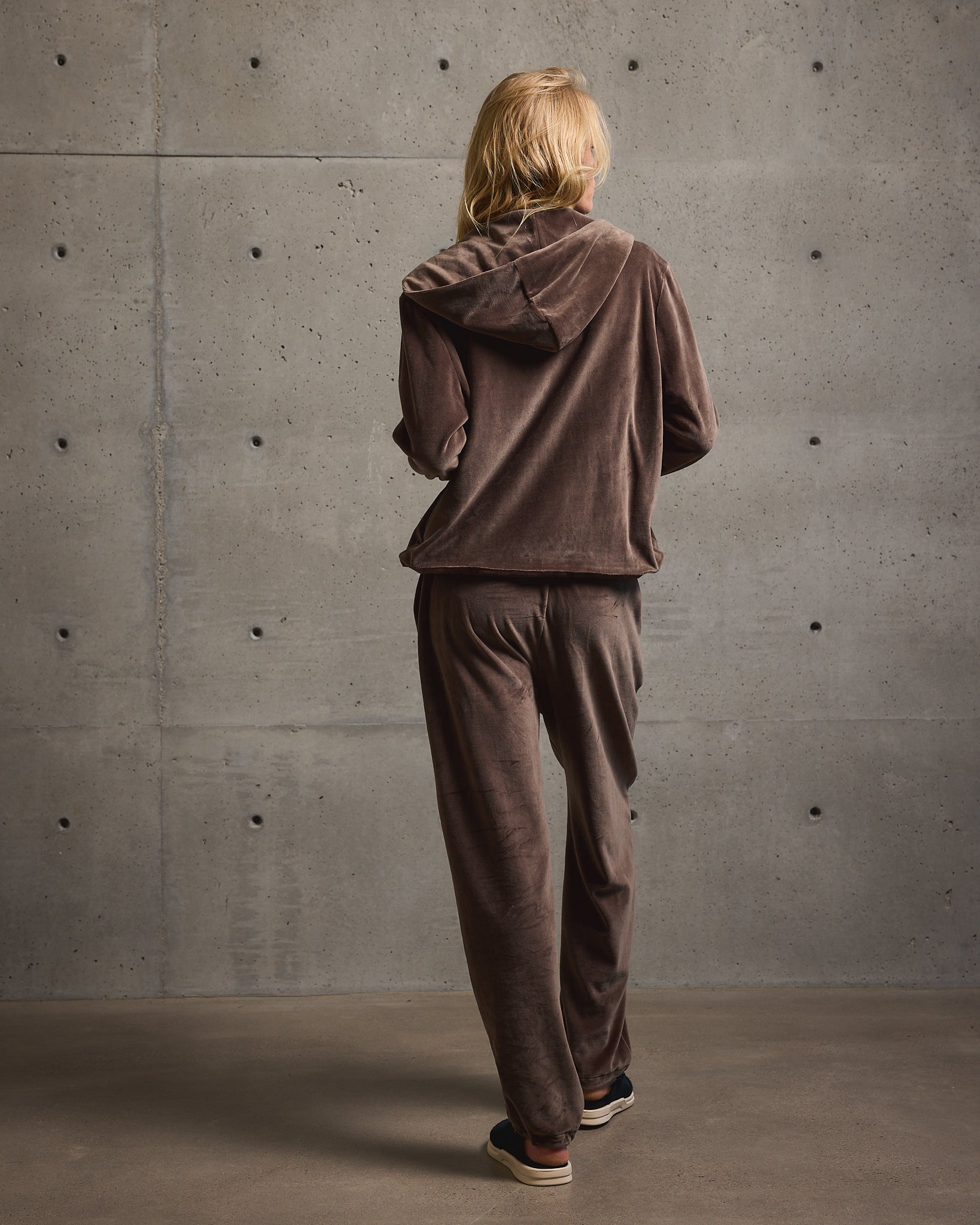 Velour Zip-Up Hoodie-TENORE