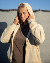 Velour Zip-Up Hoodie-TENORE