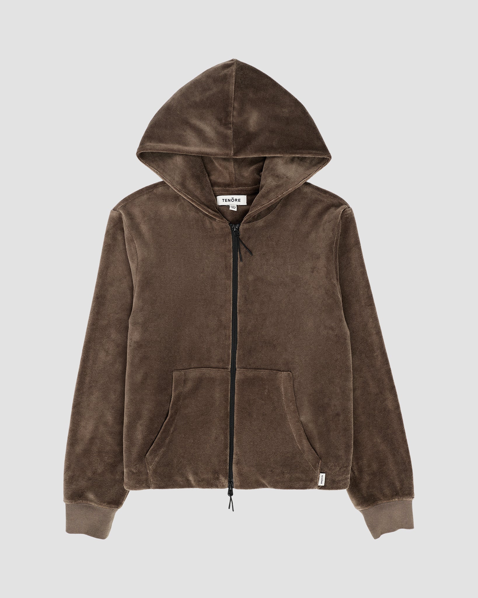 Velour Zip-Up Hoodie-TENORE