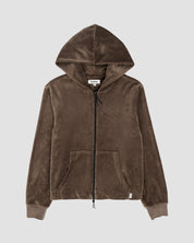 Velour Zip-Up Hoodie-TENORE