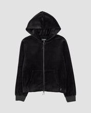 Velour Zip-Up Hoodie-TENORE