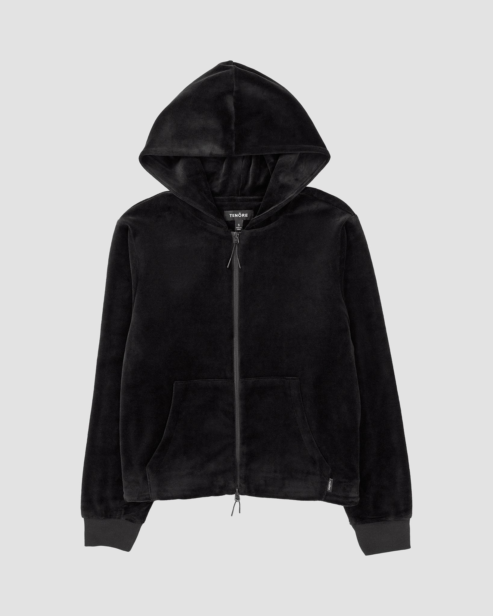 Velour Zip-Up Hoodie-TENORE