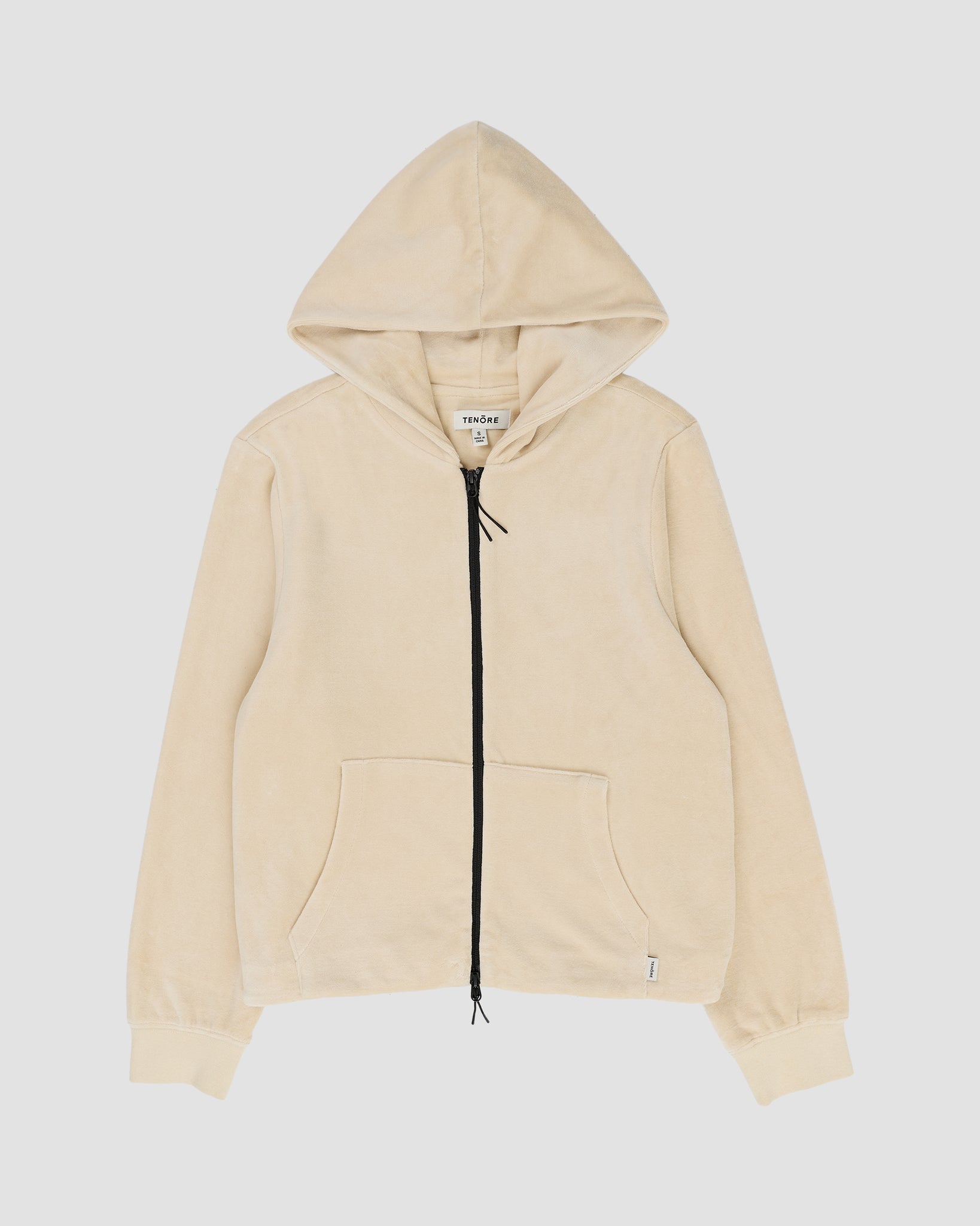 Velour Zip-Up Hoodie-TENORE