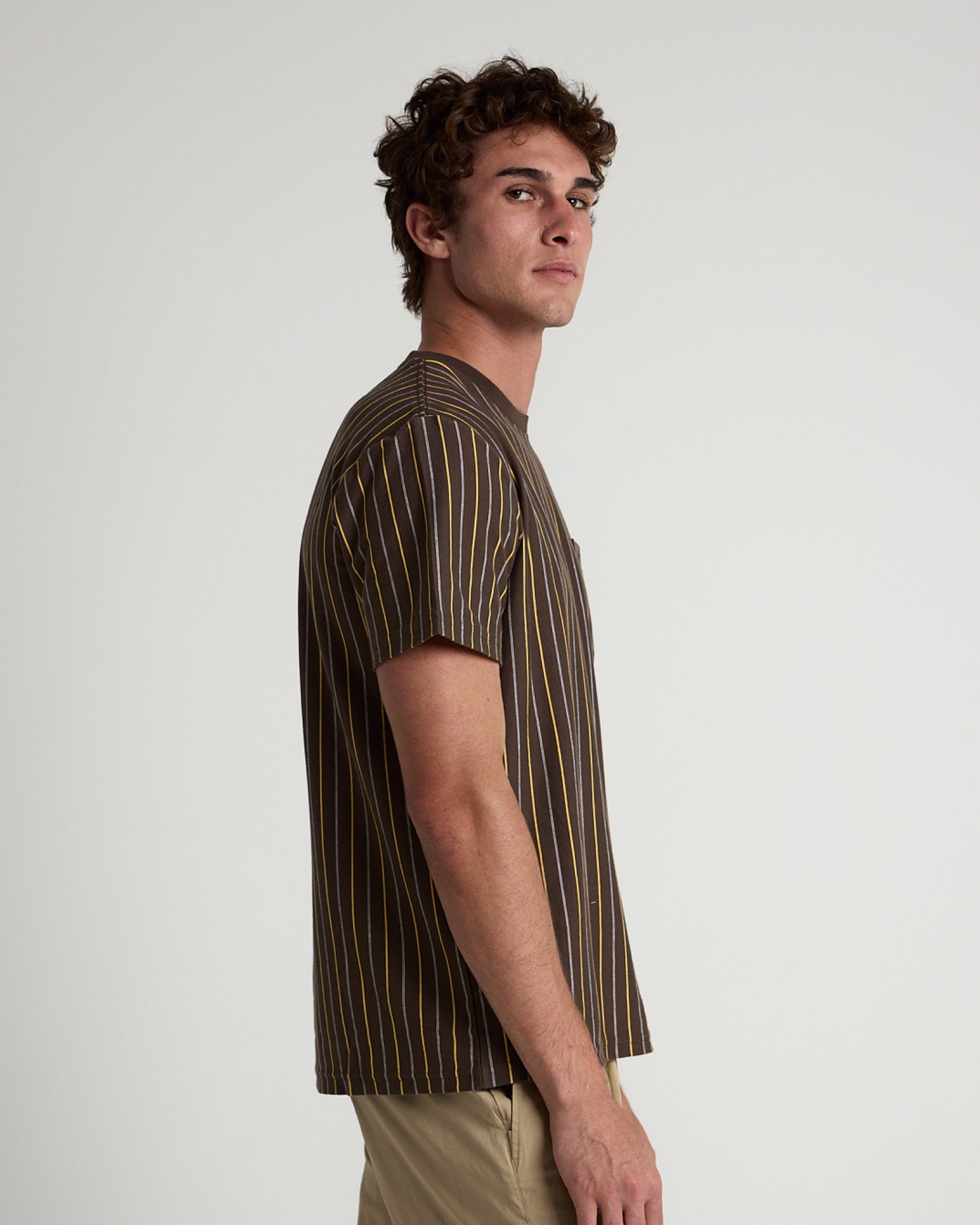 Vertical Yarn Dye Stripe Tee-TENORE