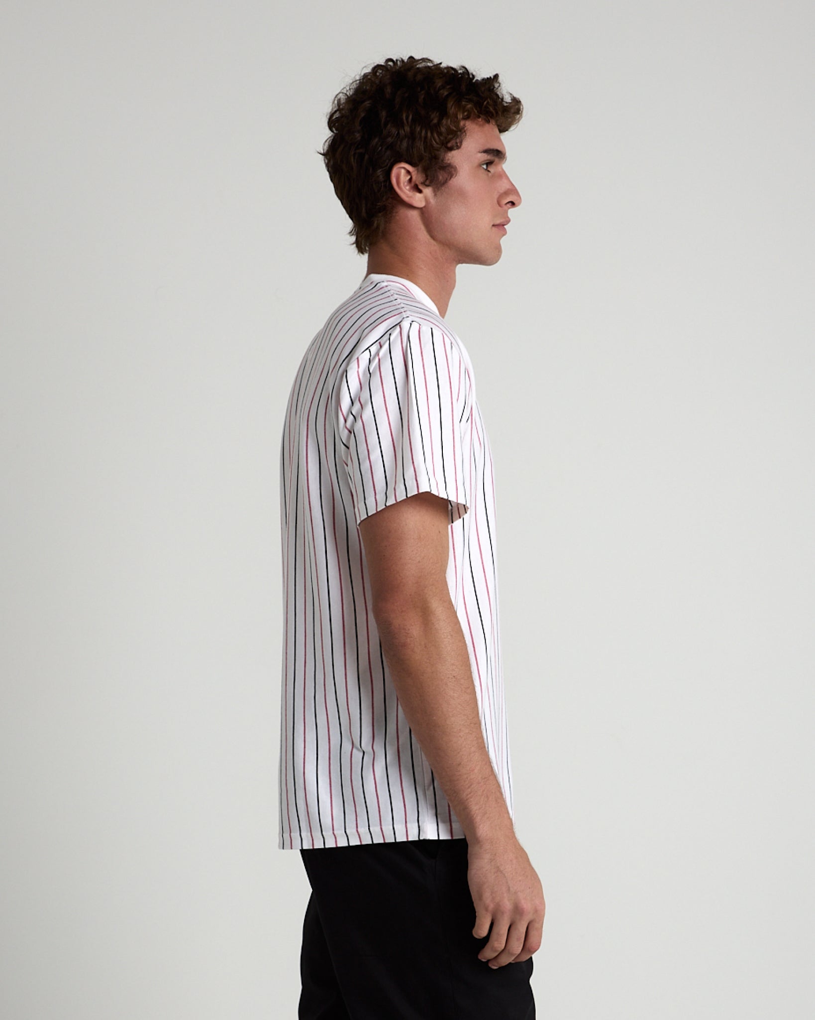 Vertical Yarn Dye Stripe Tee-TENORE