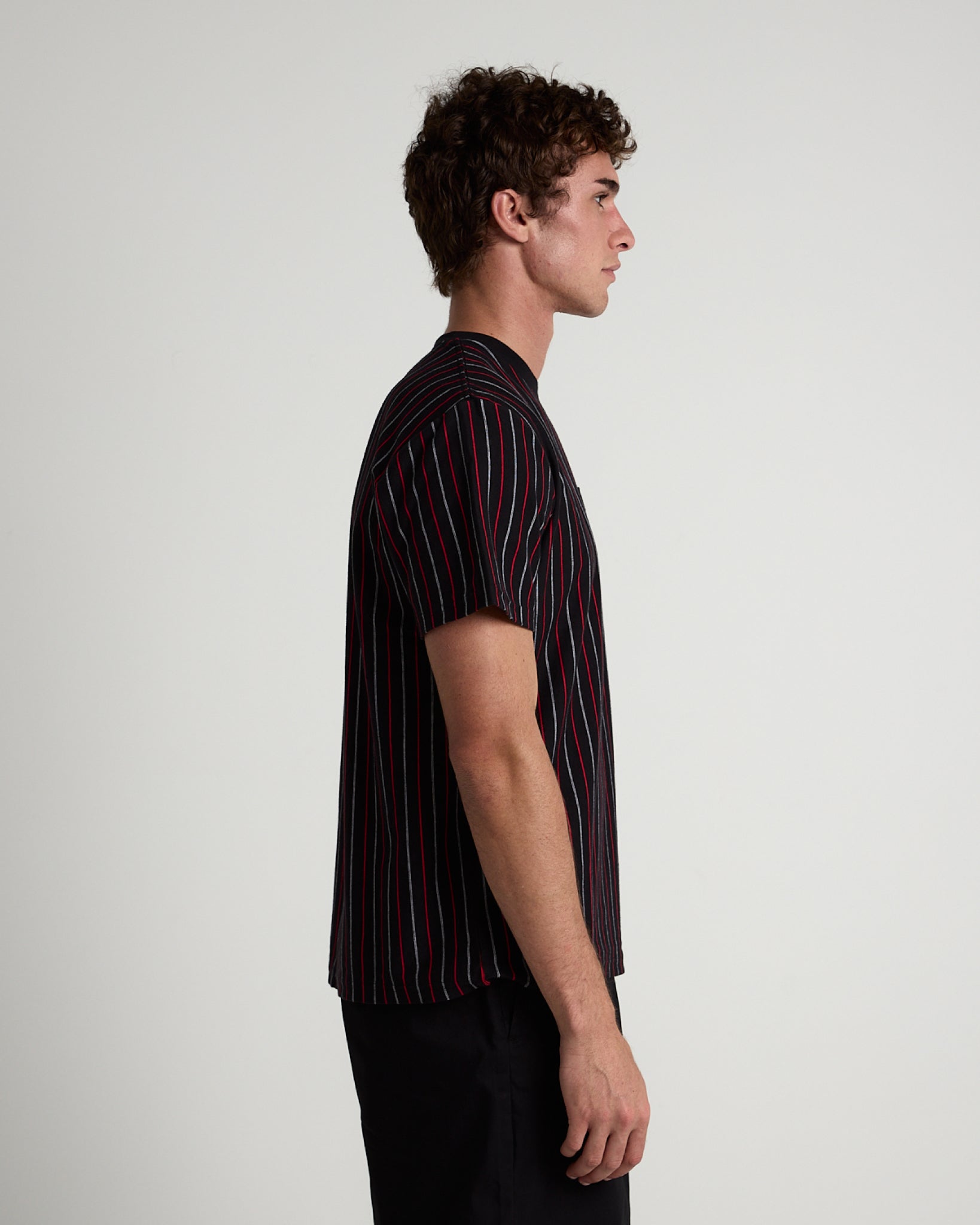 Vertical Yarn Dye Stripe Tee-TENORE