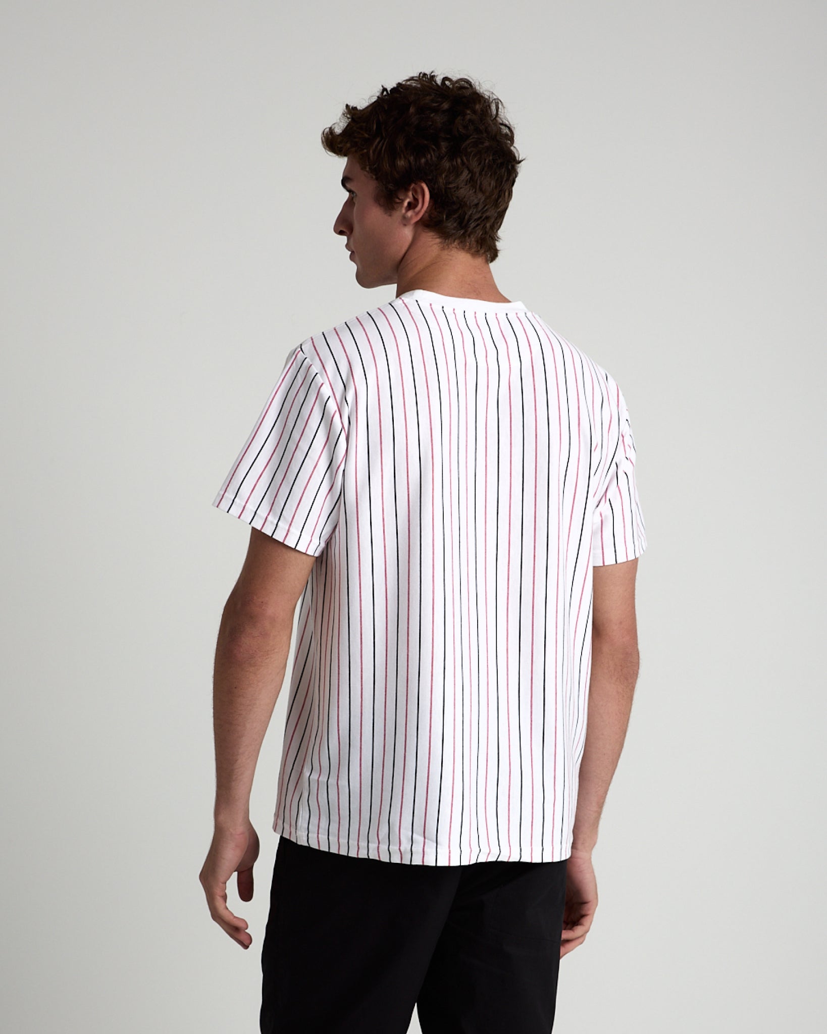 Vertical Yarn Dye Stripe Tee-TENORE