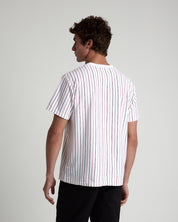Vertical Yarn Dye Stripe Tee-TENORE