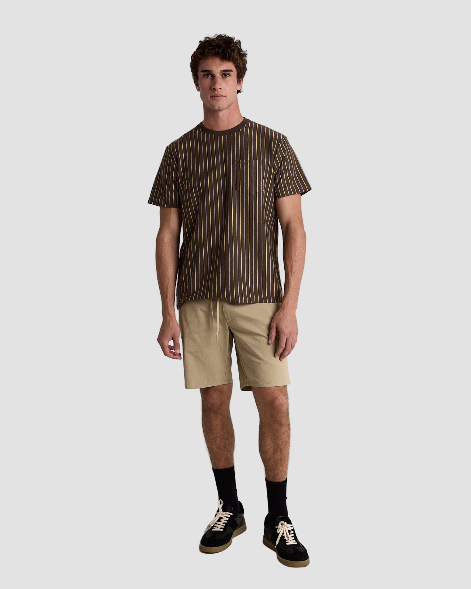 Vertical Yarn Dye Stripe Tee-TENORE