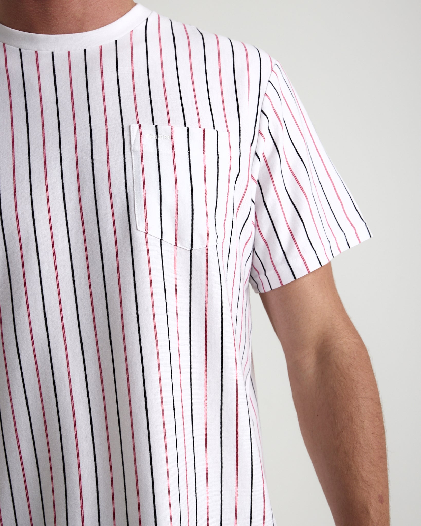 Vertical Yarn Dye Stripe Tee-TENORE