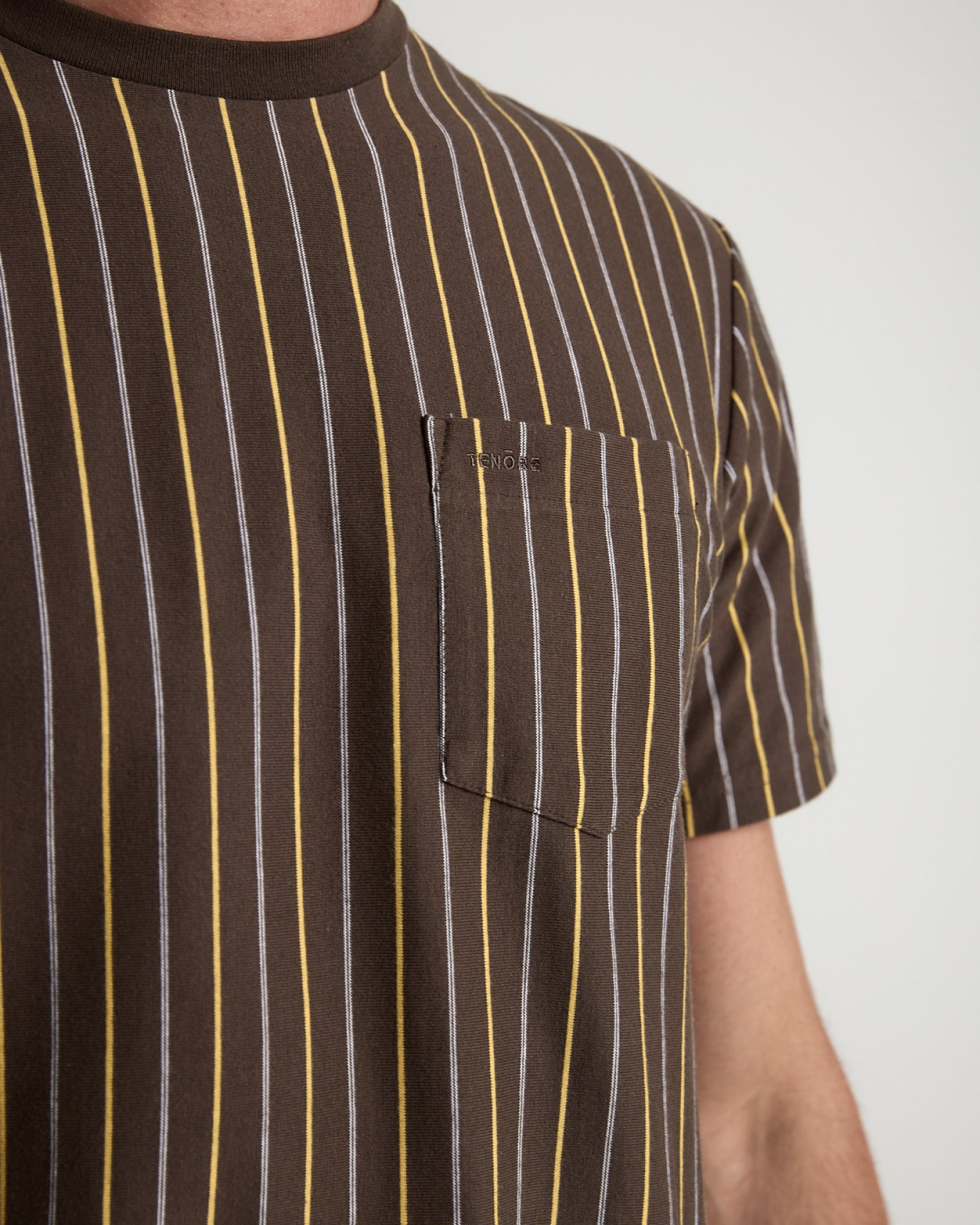 Vertical Yarn Dye Stripe Tee-TENORE