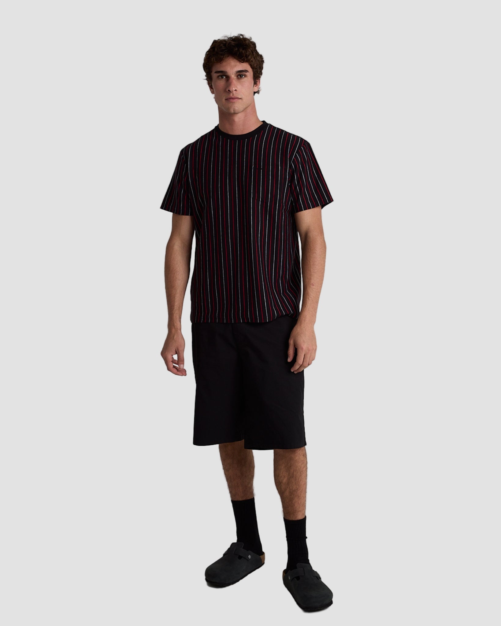 Vertical Yarn Dye Stripe Tee-TENORE