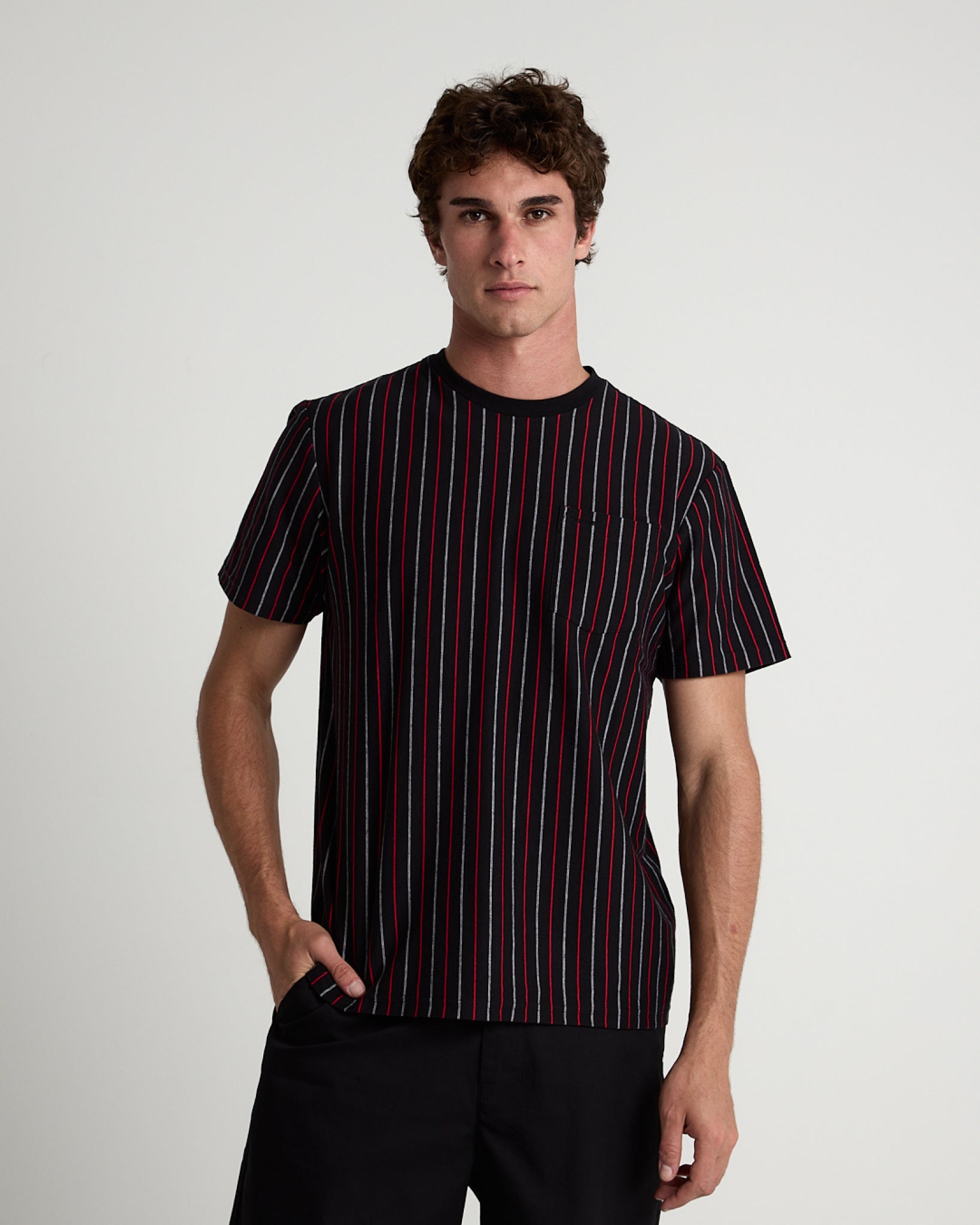 Vertical Yarn Dye Stripe Tee-TENORE