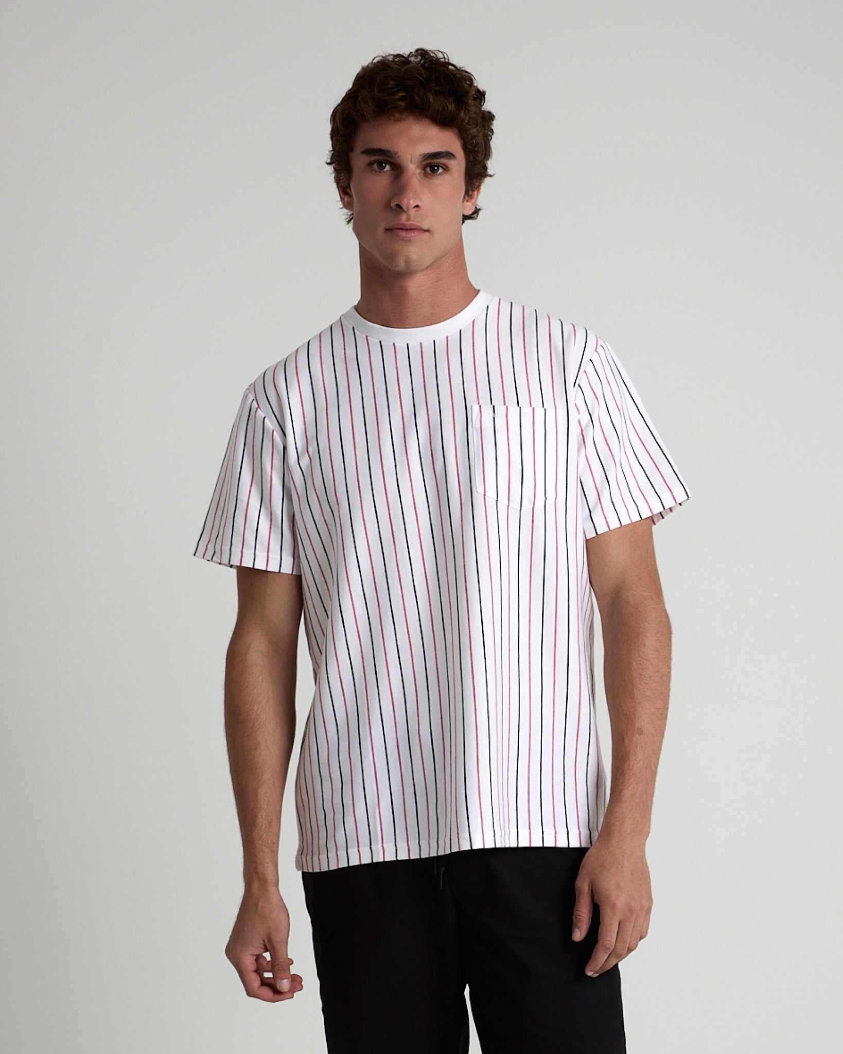 Vertical Yarn Dye Stripe Tee-TENORE