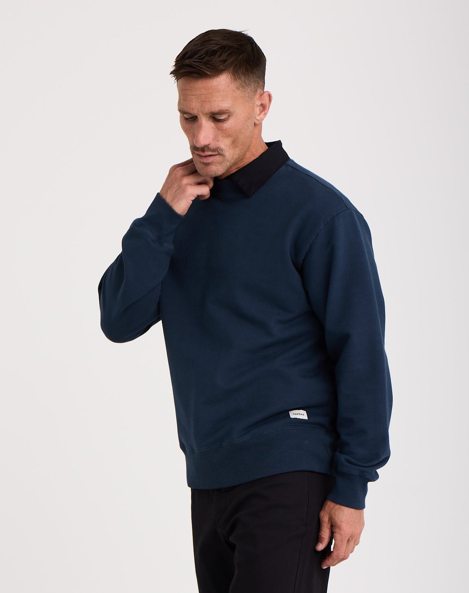 Woven Label Fleece Crewneck-TENORE