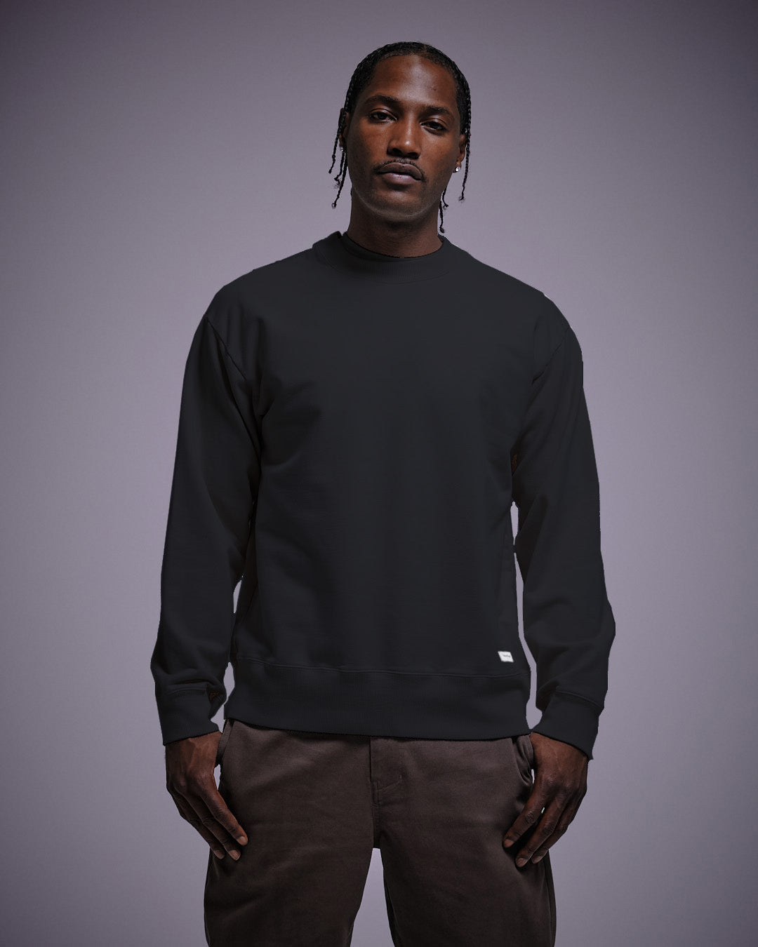 Woven Label Fleece Crewneck-TENORE