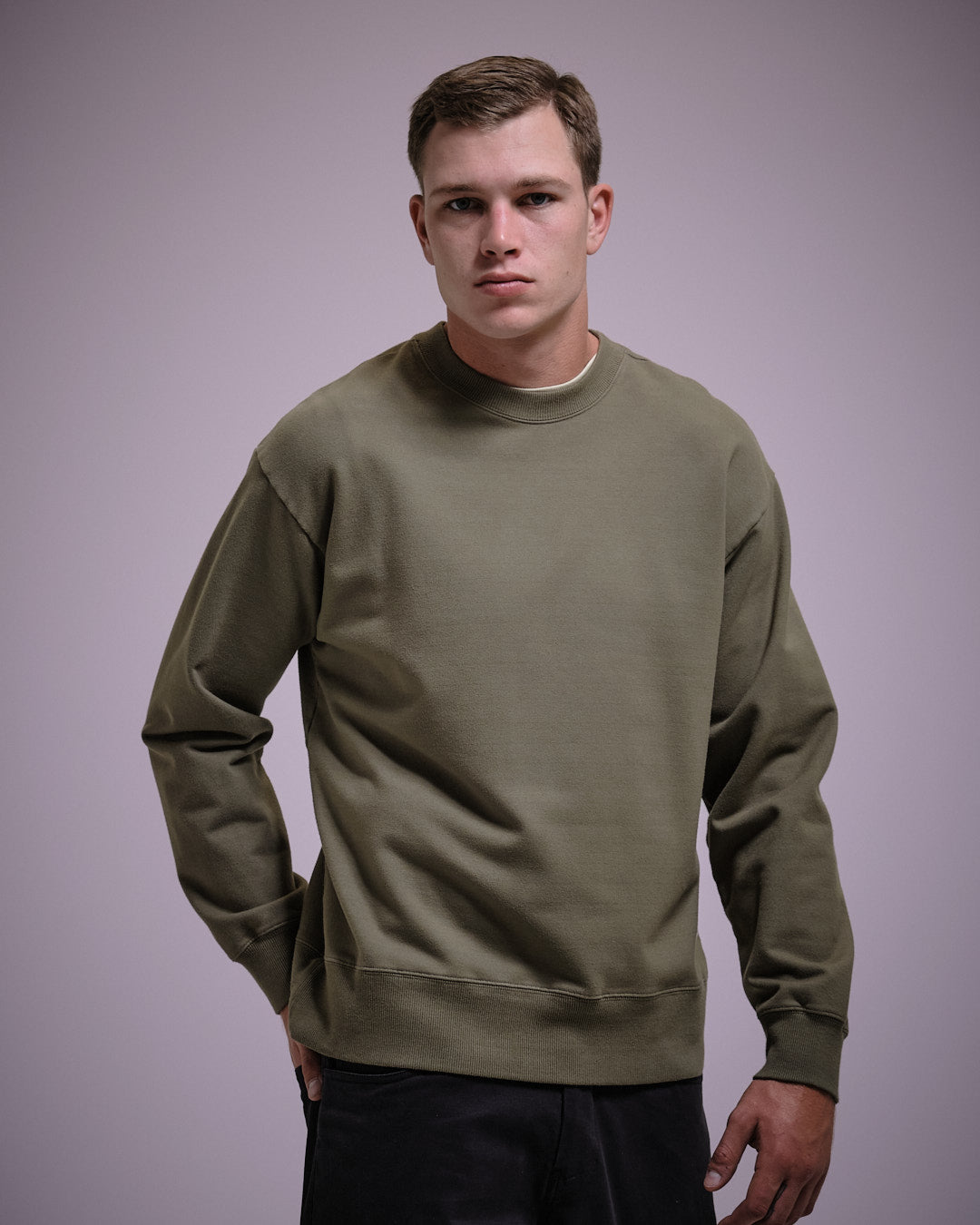 Woven Label Fleece Crewneck-TENORE